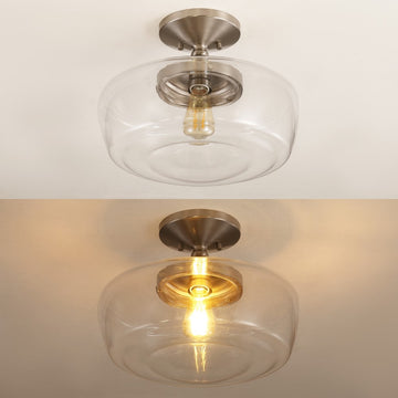 Marfa 14" Glass/Iron Farmhouse Modern LED Flush Mount